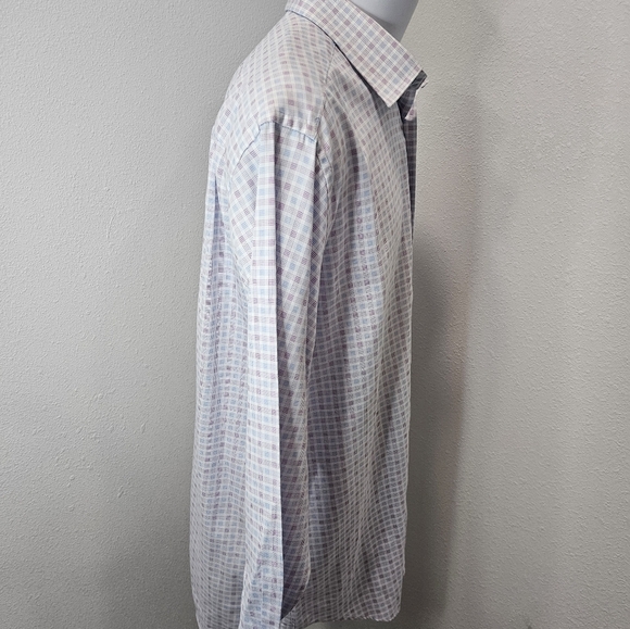David Donahue white/berry button down - Picture 4 of 6